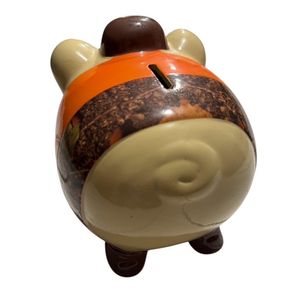 Large Piggy Bank with Mossy Oak Camo Hat and Orange and Camo Clothing. F.A.B. NY - Picture 4 of 13